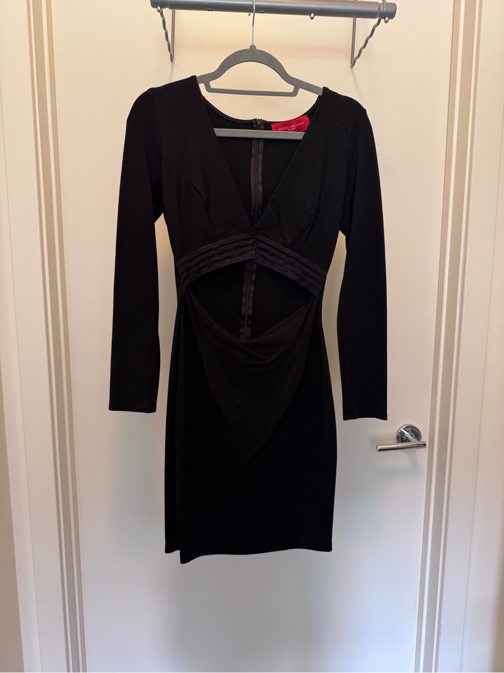 Long Sleeve Black Cutout Evening Dress